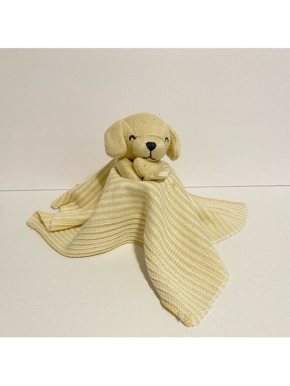 Carters Knit Puppy Dog Baby Lovey Yellow Security Blanket Lovie Soft Toy Bear